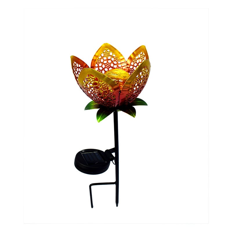 Solar Powered Metal Lotus Flower Garden Stake Lights