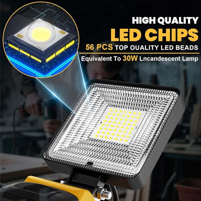 ⚡3000LM Cordless LED Work Light with charging Ports