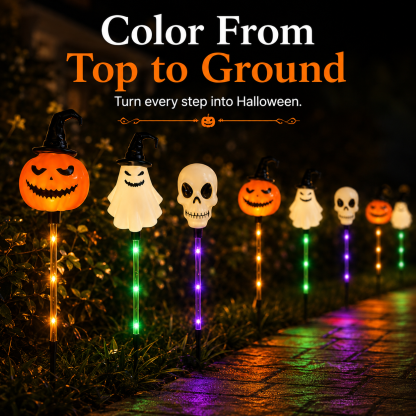 🎃 Solar Halloween Pathway Stake Lights with Pumpkins, Ghosts & Skulls 👻