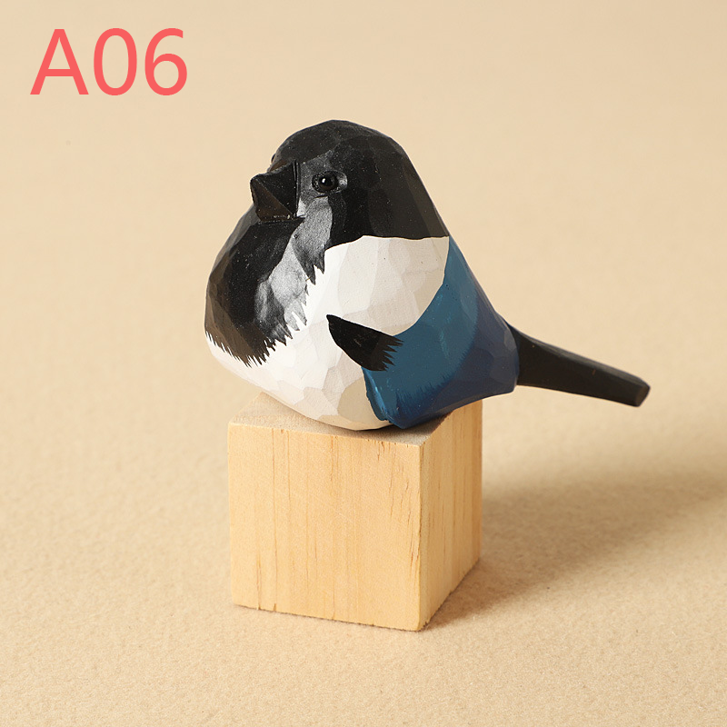 Hand-Carved Wooden Bird Figurines – Eco-Friendly Decorative Ornaments for Home & Garden | Perfect Gift for Bird Lovers