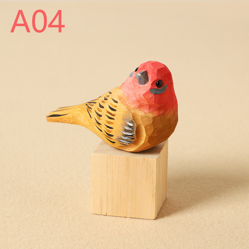 Hand-Carved Wooden Bird Figurines – Eco-Friendly Decorative Ornaments for Home & Garden | Perfect Gift for Bird Lovers