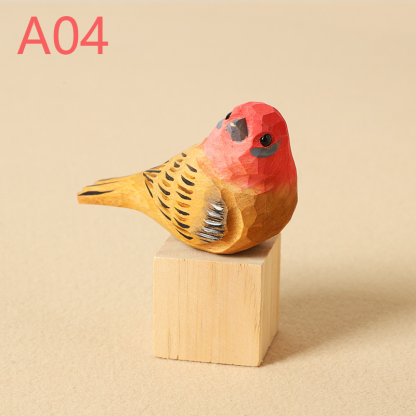 Hand-Carved Wooden Bird Figurines – Eco-Friendly Decorative Ornaments for Home & Garden | Perfect Gift for Bird Lovers