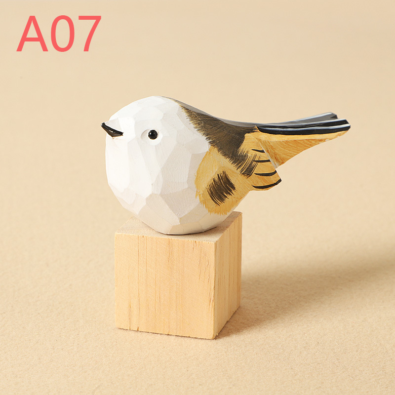 Hand-Carved Wooden Bird Figurines – Eco-Friendly Decorative Ornaments for Home & Garden | Perfect Gift for Bird Lovers