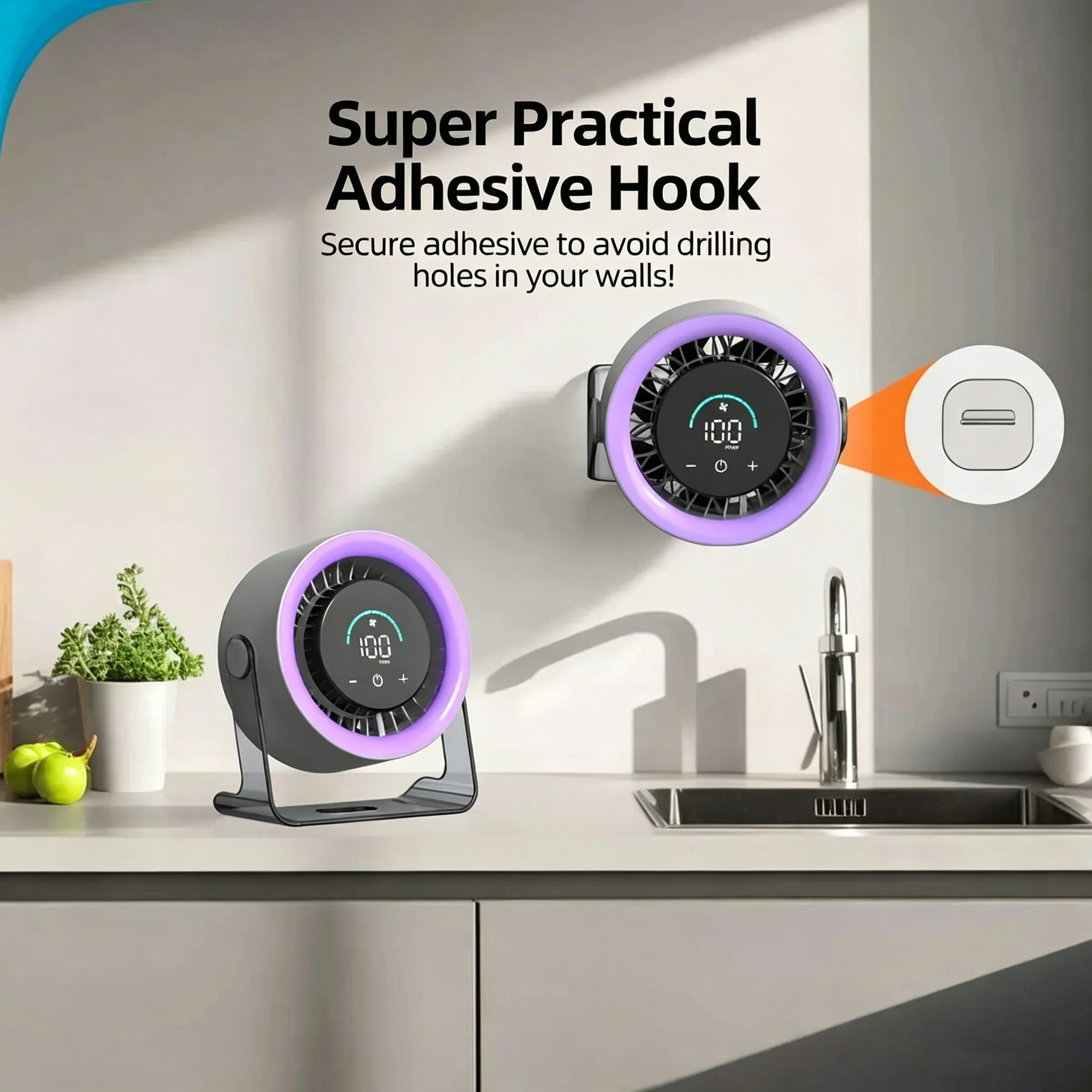 Portable Rechargeable Turbo Fan, Quiet Desktop Fan
