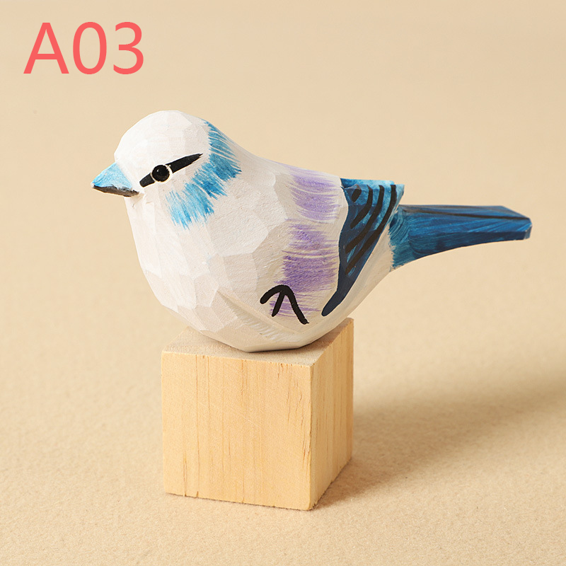 Hand-Carved Wooden Bird Figurines – Eco-Friendly Decorative Ornaments for Home & Garden | Perfect Gift for Bird Lovers