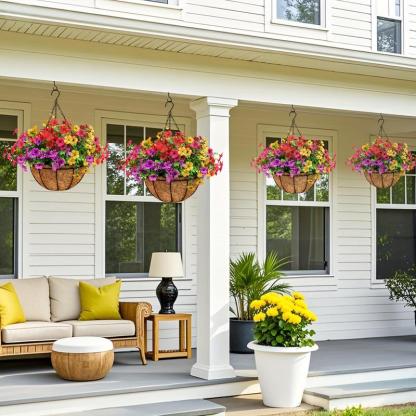 Last Day Promotion! 🔥 Simulated Hanging Flower Basket🌸 No Watering, No Wilting💧—Just a Picture Perfect Home Every Single Day.
