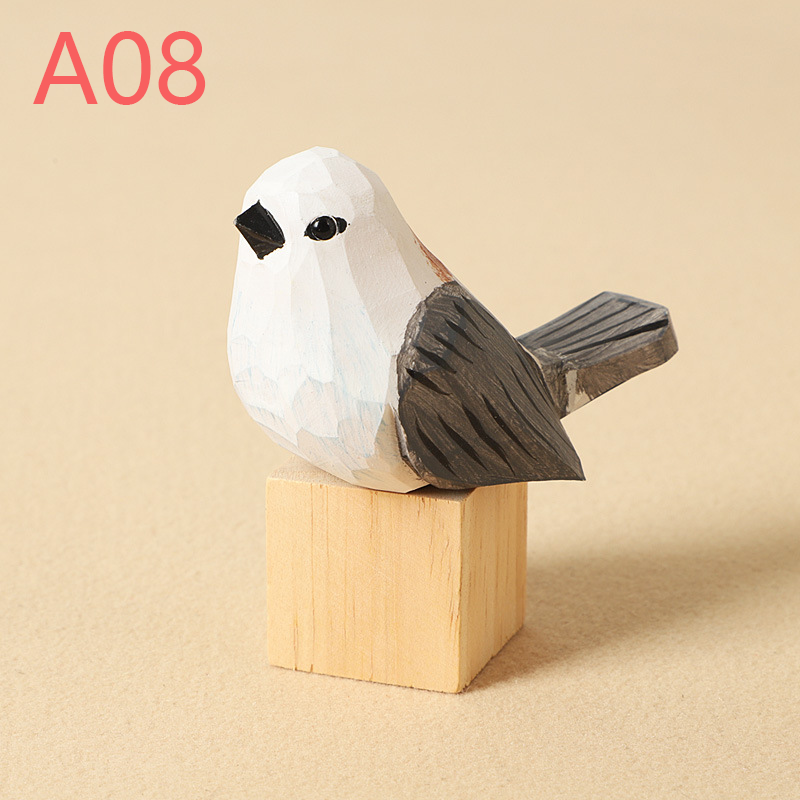 Hand-Carved Wooden Bird Figurines – Eco-Friendly Decorative Ornaments for Home & Garden | Perfect Gift for Bird Lovers