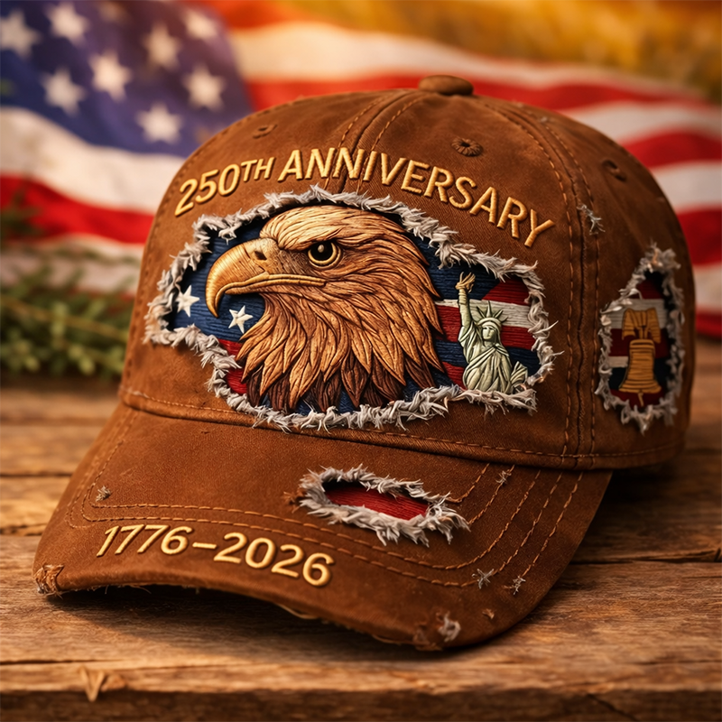 U.S. 250th Anniversary Hat 1776–2026 | Vintage Distressed Denim Baseball Cap