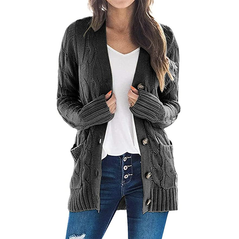 Twist-Front Button-Down Cardigan with Pockets – Effortless Everyday Knit