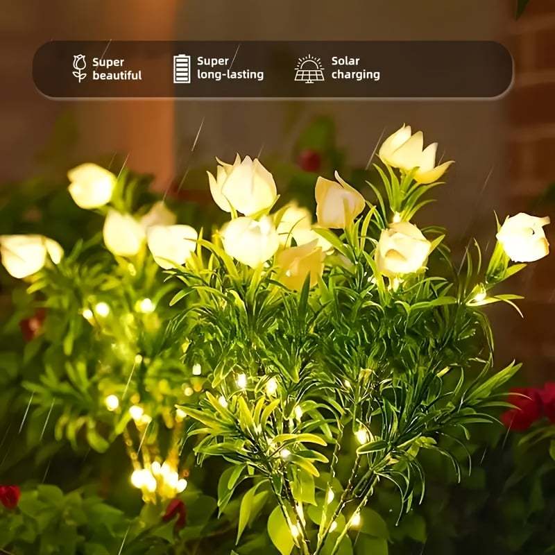 Solar Powered Gardenia Flower Ground Stake Garden Lights