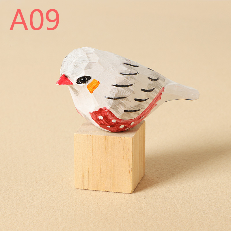 Hand-Carved Wooden Bird Figurines – Eco-Friendly Decorative Ornaments for Home & Garden | Perfect Gift for Bird Lovers