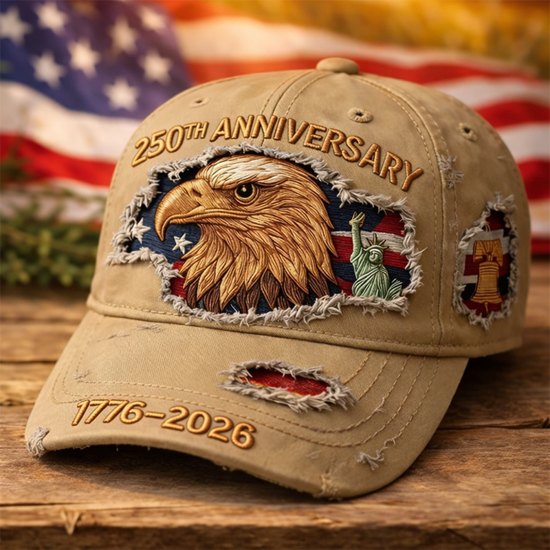 U.S. 250th Anniversary Hat 1776–2026 | Vintage Distressed Denim Baseball Cap