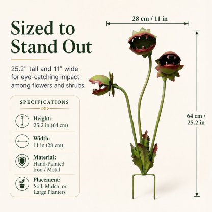 Carnivorous Plant Garden Stake Whimsical Metal Flower Yard Art Gothic Garden Decor