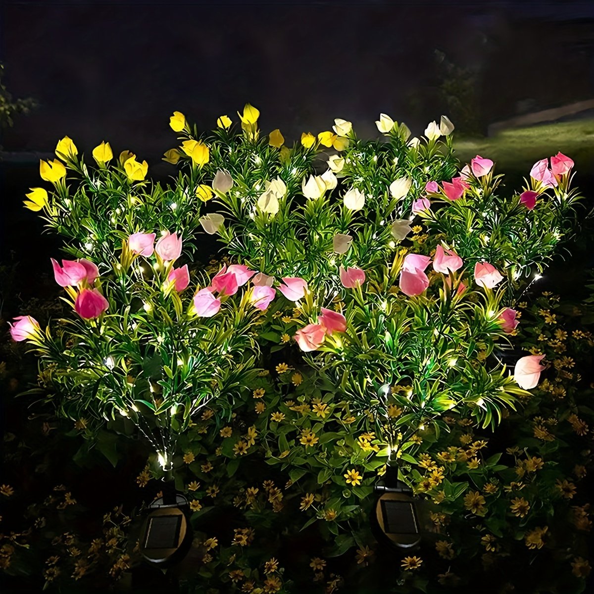 Solar Powered Gardenia Flower Ground Stake Garden Lights