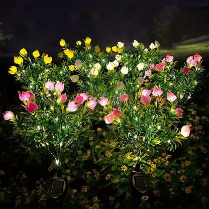 Solar Powered Gardenia Flower Ground Stake Garden Lights