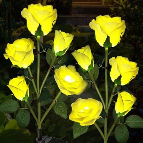 Solar Powered 5-Rose Garden Stake Lights (2 Pack)