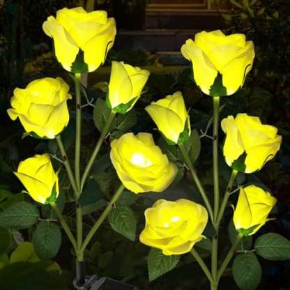 Solar Powered 5-Rose Garden Stake Lights (2 Pack)