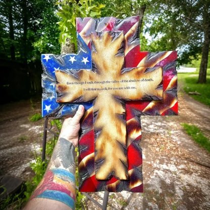 🎁🎉Only $42.99 This Week🌟🎉Patriotic American Flag Wooden Cross Wall Decor
