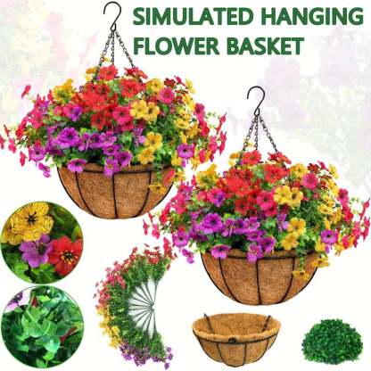 Last Day Promotion! 🔥 Simulated Hanging Flower Basket🌸 No Watering, No Wilting💧—Just a Picture Perfect Home Every Single Day.