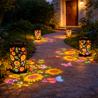 Colorful Sunflower Glow Solar Garden Lantern
