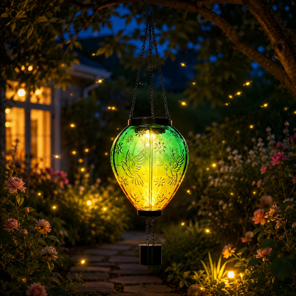 Hummingbird Glow Solar Hanging Lantern
