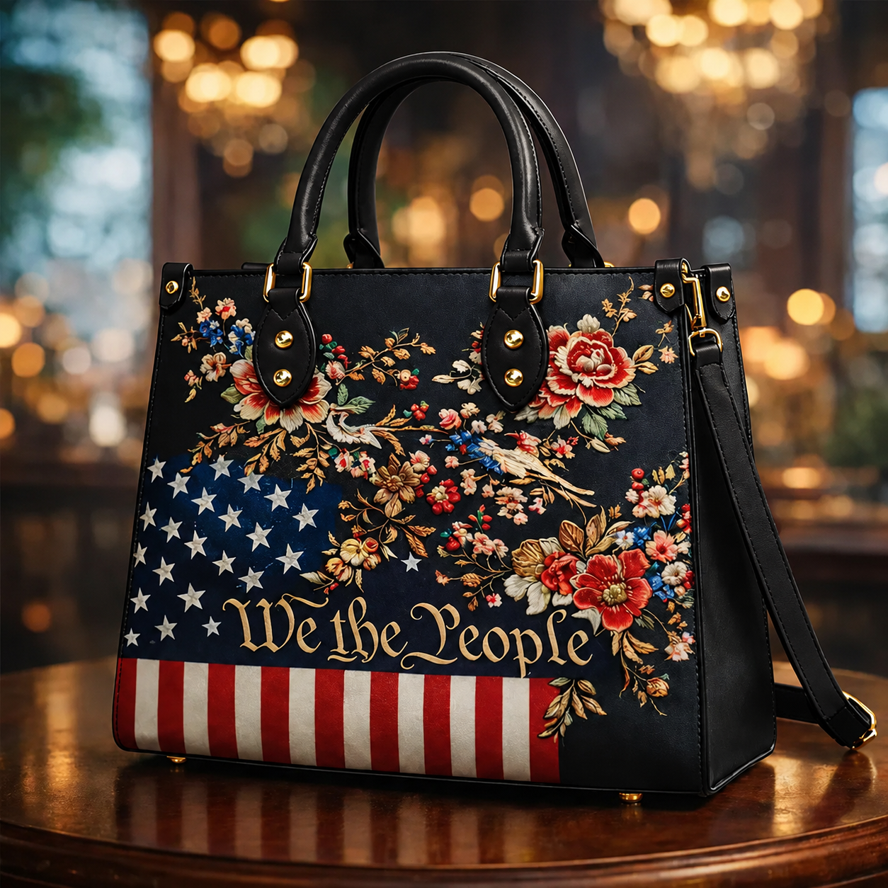 US 250th Anniversary Rose Vintage Leather Handbag