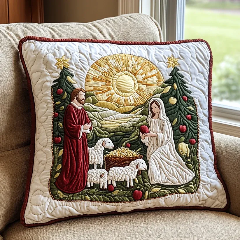 Holy Family Quilted Pillow