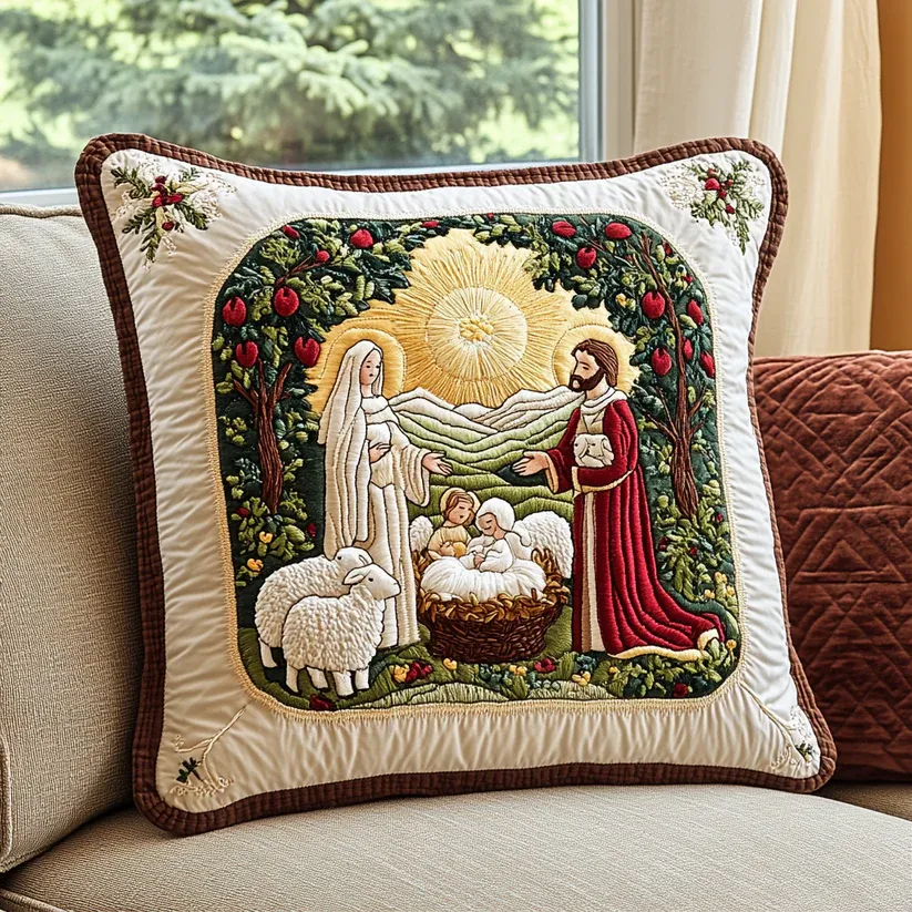 Nativity Quilted Pillow