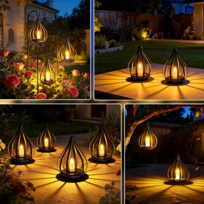 Metal Solar Water Drop Shape Candle Lantern