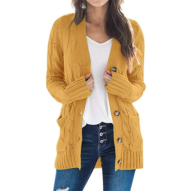 Twist-Front Button-Down Cardigan with Pockets – Effortless Everyday Knit