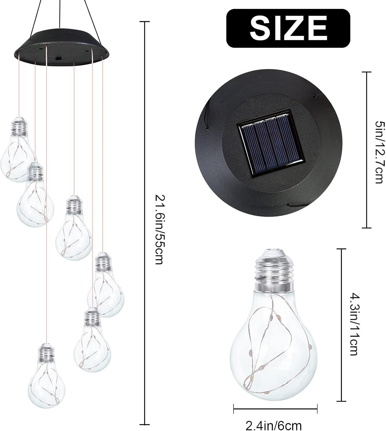 🔥Last Day Promotion! Colorful Lights Solar Wind Chimes for Outside