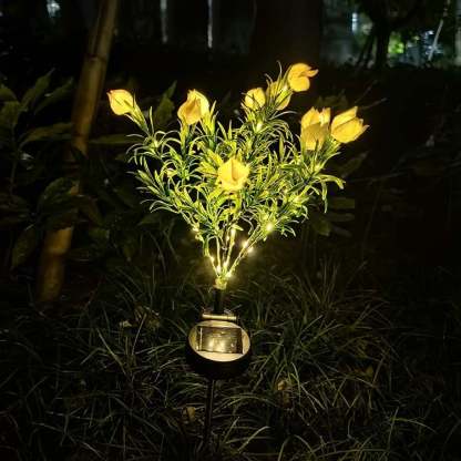 Solar Powered Gardenia Flower Ground Stake Garden Lights
