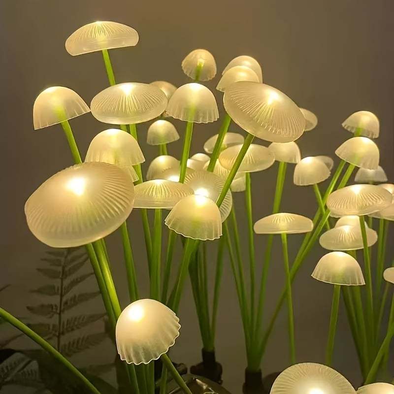 Solar Powered Multicolor Mushroom / Jellyfish Garden Stake Lights (2 Pack)
