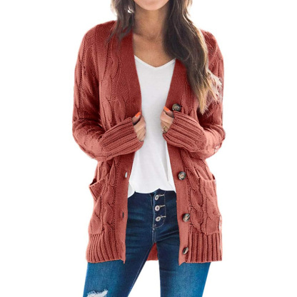 Twist-Front Button-Down Cardigan with Pockets – Effortless Everyday Knit