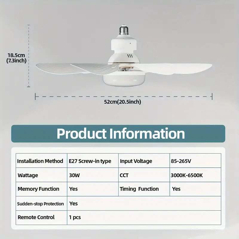 🏆LAST DAY SALE 60% OFF🔥40W LED Ceiling Fan Light – 20.5” Ultra-Quiet with Remote