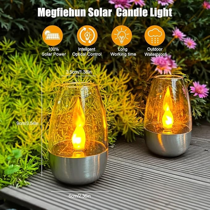 6 Pack Solar Power Tea Lights Outdoor Flameless Flicker with Dusk to Dawn Sensor
