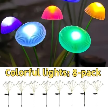 Solar Powered Multicolor Mushroom / Jellyfish Garden Stake Lights (2 Pack)