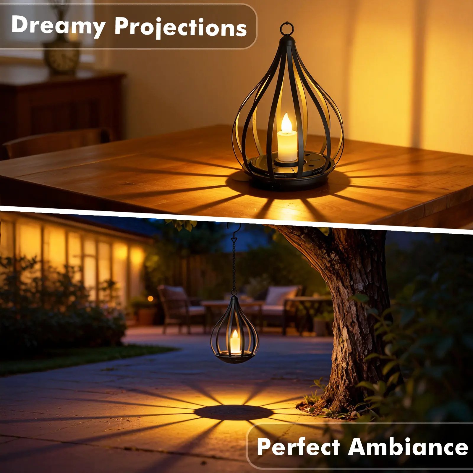 Metal Solar Water Drop Shape Candle Lantern