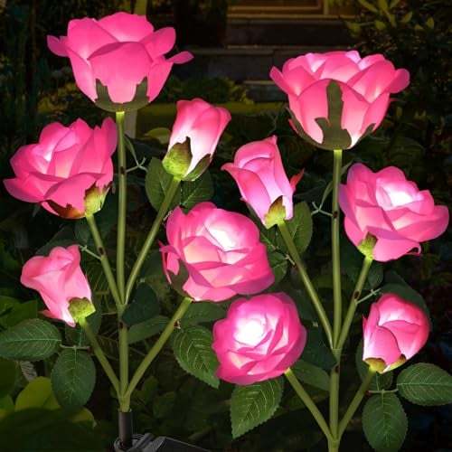 Solar Powered 5-Rose Garden Stake Lights (2 Pack)