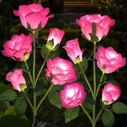 Solar Powered 5-Rose Garden Stake Lights (2 Pack)