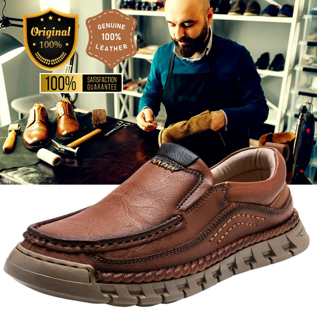 2025 Spring Men's Orthopedic Comfortable Genuine Leather Slip On Walking Shoes
