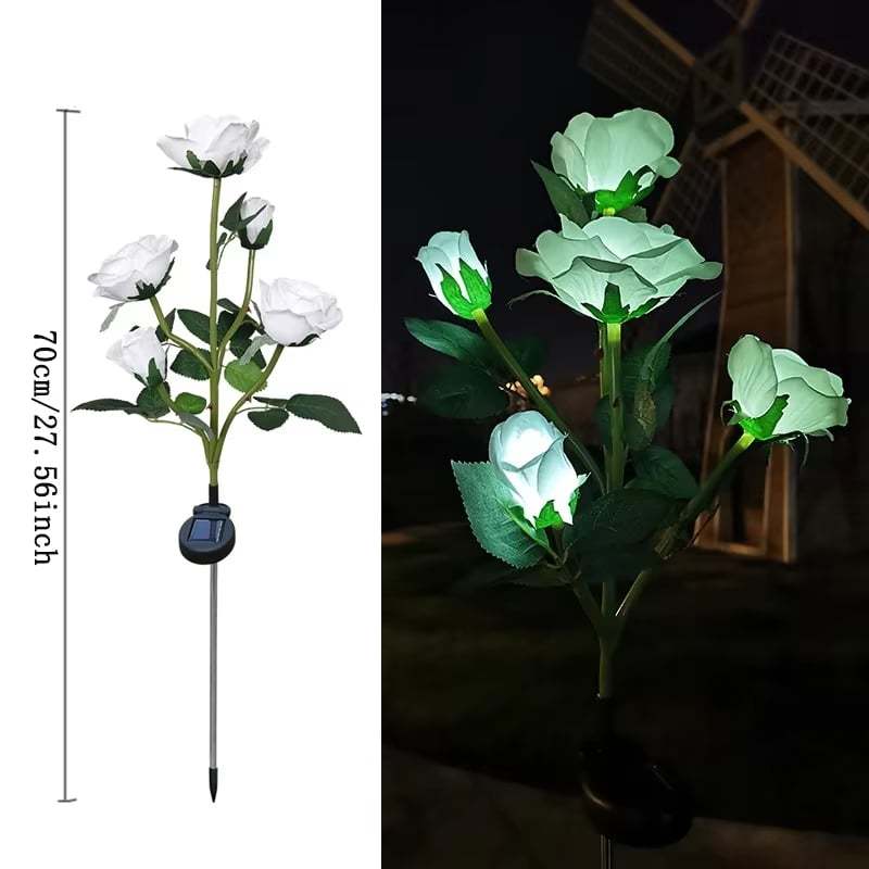 Solar Powered 5-Rose Garden Stake Lights (2 Pack)