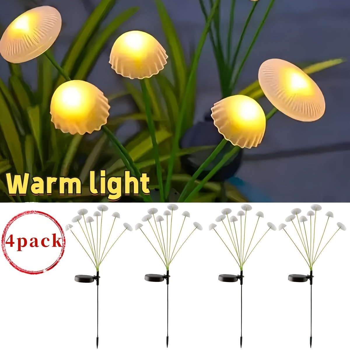 Solar Powered Multicolor Mushroom / Jellyfish Garden Stake Lights (2 Pack)