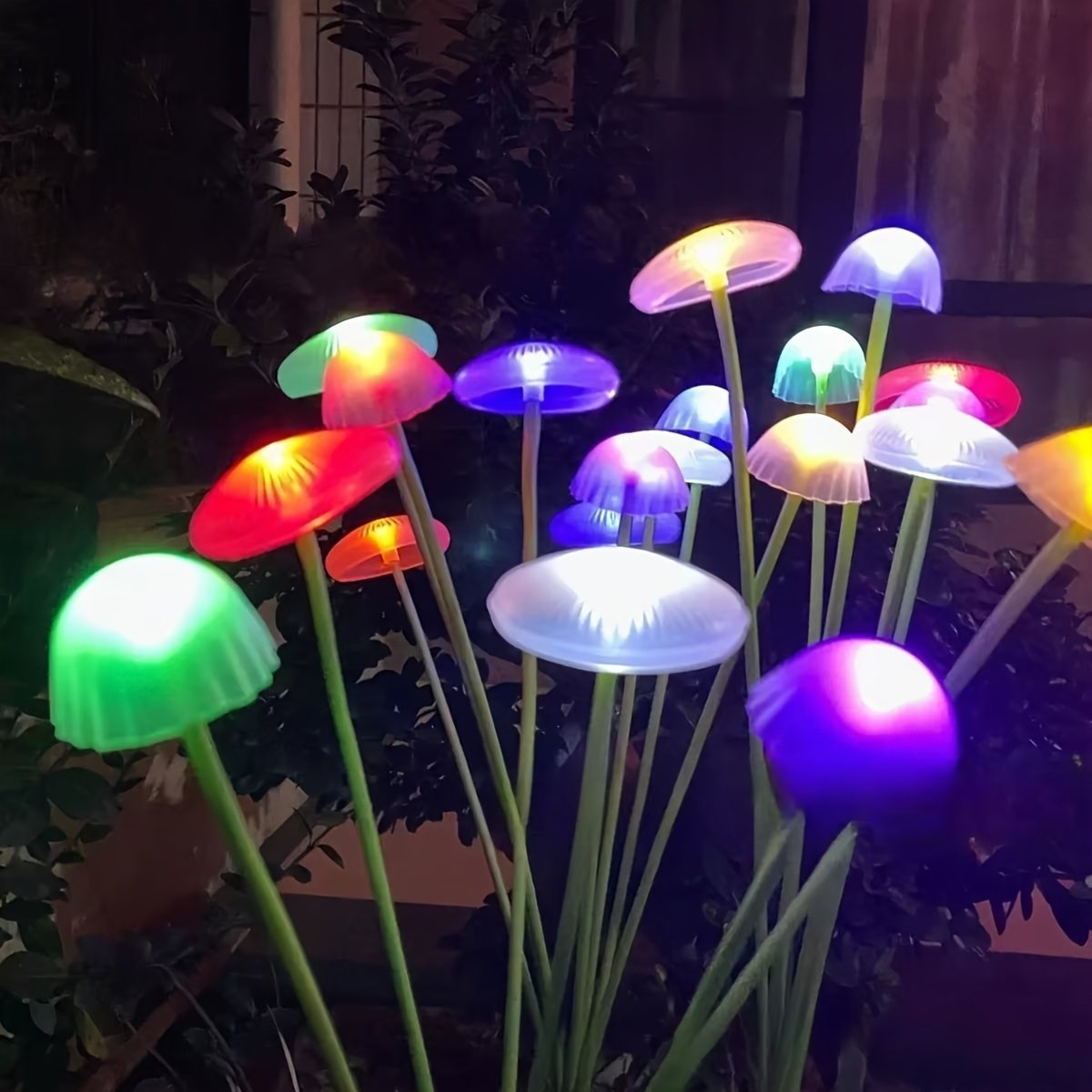 Solar Powered Multicolor Mushroom / Jellyfish Garden Stake Lights (2 Pack)