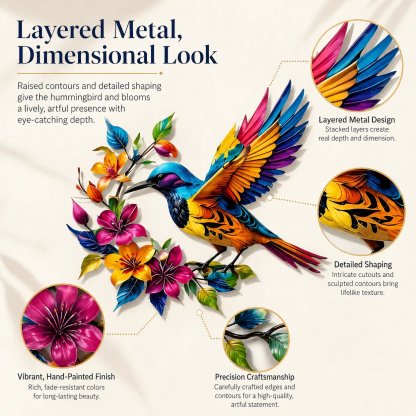 Hummingbird Bloom Metal Wall Art