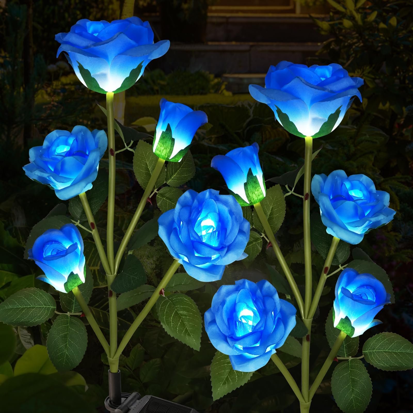 Solar Powered 5-Rose Garden Stake Lights (2 Pack)