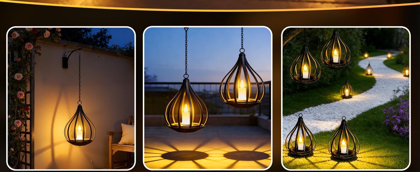 Solar Garden Lights Outdoor, 2/4 Pack Metal Solar Water Drop Shape Candle Lantern 2026 New Design with Flickering Effect & Reflective Patterns, Auto On/Off, IP65 Waterproof, 20.5 CM × 15.5CM,Outdoor Solar Powered Lights for Garden, Patio, Pathway Solar Garden Lights Outdoor, 2/4 Pack Metal Solar Water Drop Shape Candle Lantern 2026 New Design with Flickering Effect & Reflective Patterns, Auto On/Off, IP65 Waterproof, 20.5 CM × 15.5CM,Outdoor Solar Powered Lights for Garden, Patio, Pathway