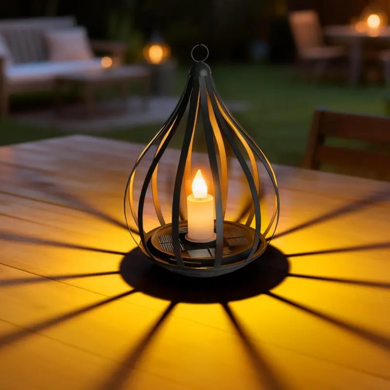 Metal Solar Water Drop Shape Candle Lantern