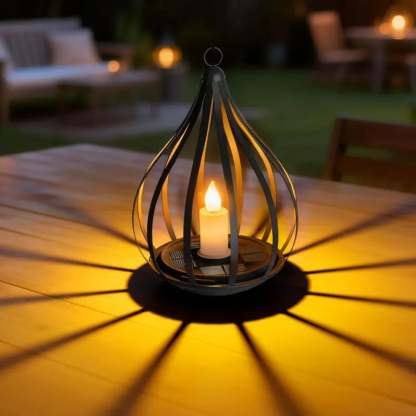 Metal Solar Water Drop Shape Candle Lantern