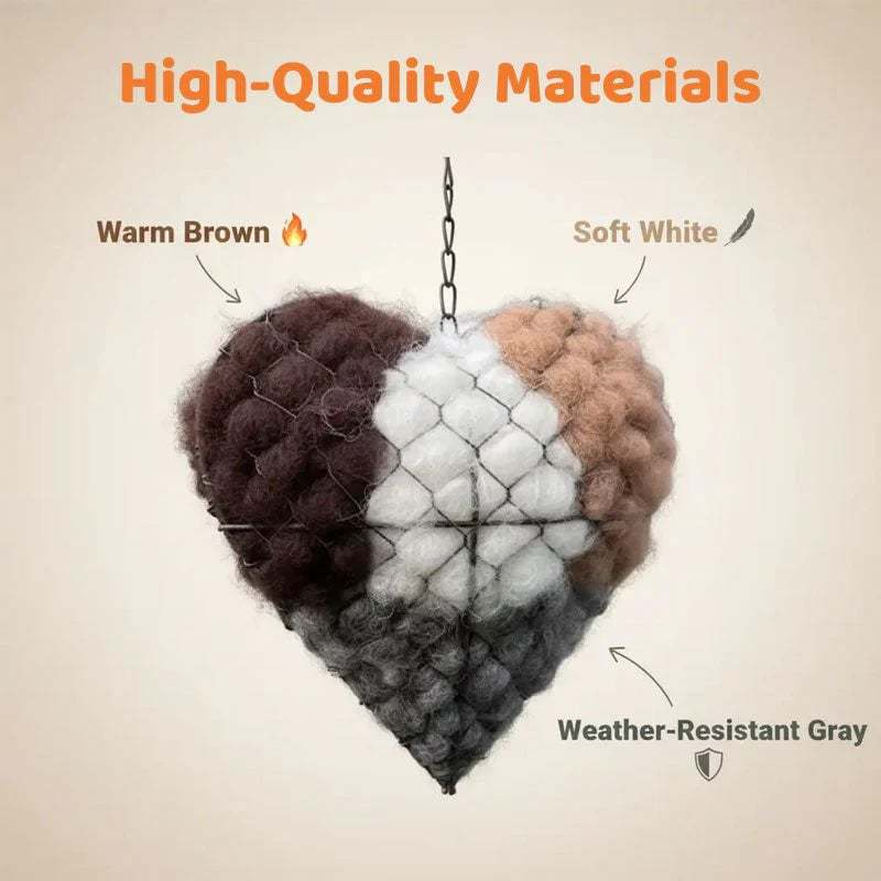 🕊️ Handmade Alpaca Fiber Bird Nesting Heart